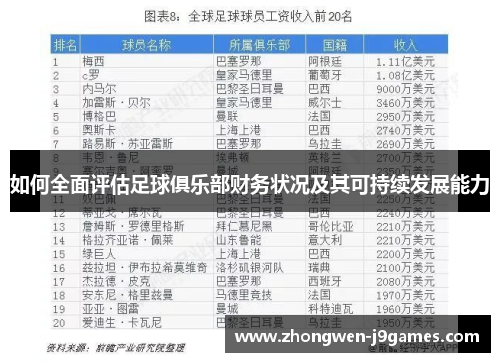 如何全面评估足球俱乐部财务状况及其可持续发展能力